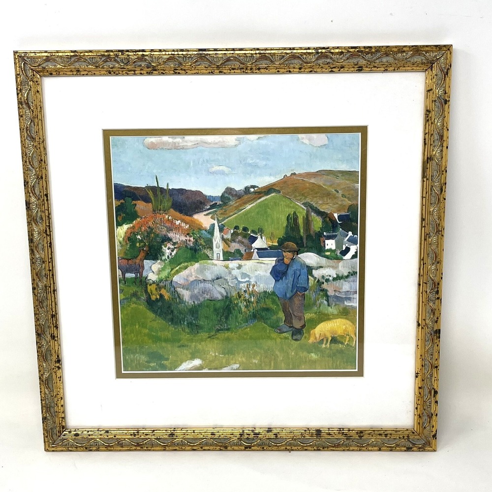 Paul Gauguin "The Swineherd, 1888" Framed Art Print Pig Church Masters‎